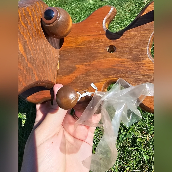 CHILD'S WOODEN MOOSE HEAD CLOTHES COAT HAT RACK 12" LONG, WALL MOUNTED - Picture 6 of 13